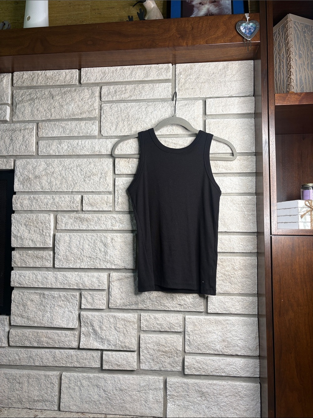 wonder nation Black Ribbed Tank Top